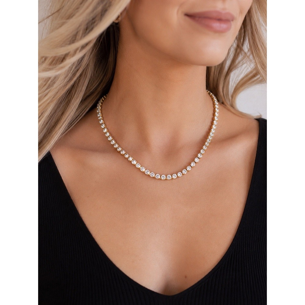 Jane Marie Crystal Tennis Necklace Gold Tone Clear Rhinestones NWT